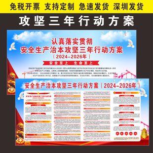 认真贯彻落实安全生产治本攻坚三年行动方案2024年宣传画海报贴纸