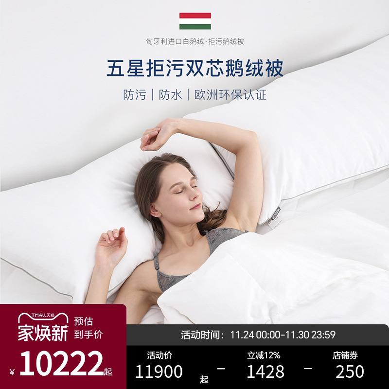 五星拒污二合一白鹅绒被