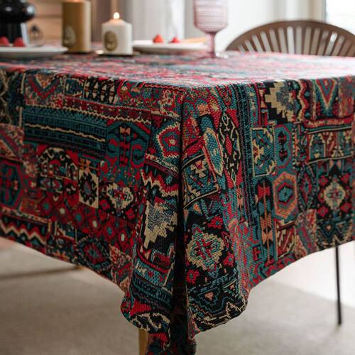 民族风提花桌布 加厚餐桌布艺 家用野餐露营民宿酒吧复古茶几台布