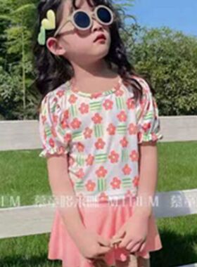 分体运动裙9311学生大儿童泳衣涤亚2023年短袖新款好面料休闲泳装