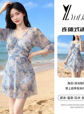 2026新款泳衣76013遮肚高级中年妈妈游泳衣式保守显瘦简约泳衣