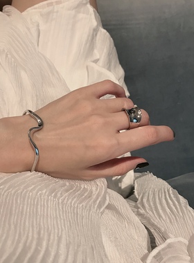 纯银手镯饰品开口ins冷淡风