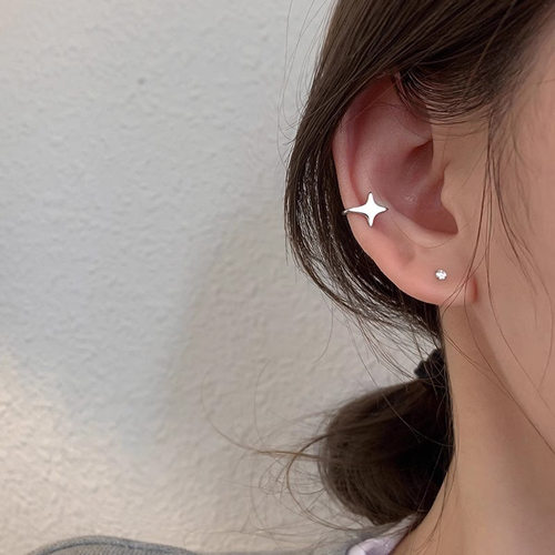 四芒星耳夹无耳洞耳骨夹女十字小众设计感耳钉耳环气质耳饰