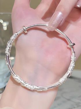 繁花似锦手镯女轻奢小众送女生女朋友生日礼物手环镀银色镯子