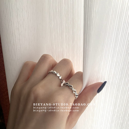 纯银韩国不规则高级复古开口戒指