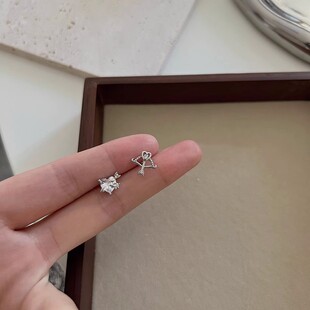 丘比特之箭爱心耳钉女款2024年小众设计感轻奢不对称耳饰气质潮