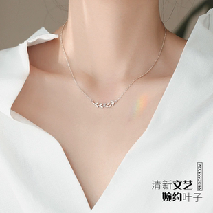森系清新橄榄枝项链2023年新款简约小众高级设计感轻奢短款锁骨链