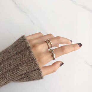 弥彦设计几何七边形戒指2023年新款潮H字母食指戒小众设计感指环