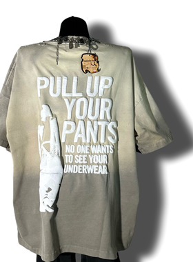 【sharkcolor】remake手工vintage做旧oversize3D立体印花短袖t恤