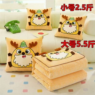 加厚牛奶绒抱枕被子两用多功能车载靠垫枕头卡通办公室午睡空调被