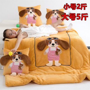 加厚牛奶绒抱枕被子两用折叠汽车靠垫枕头被办公室午睡被子二合一