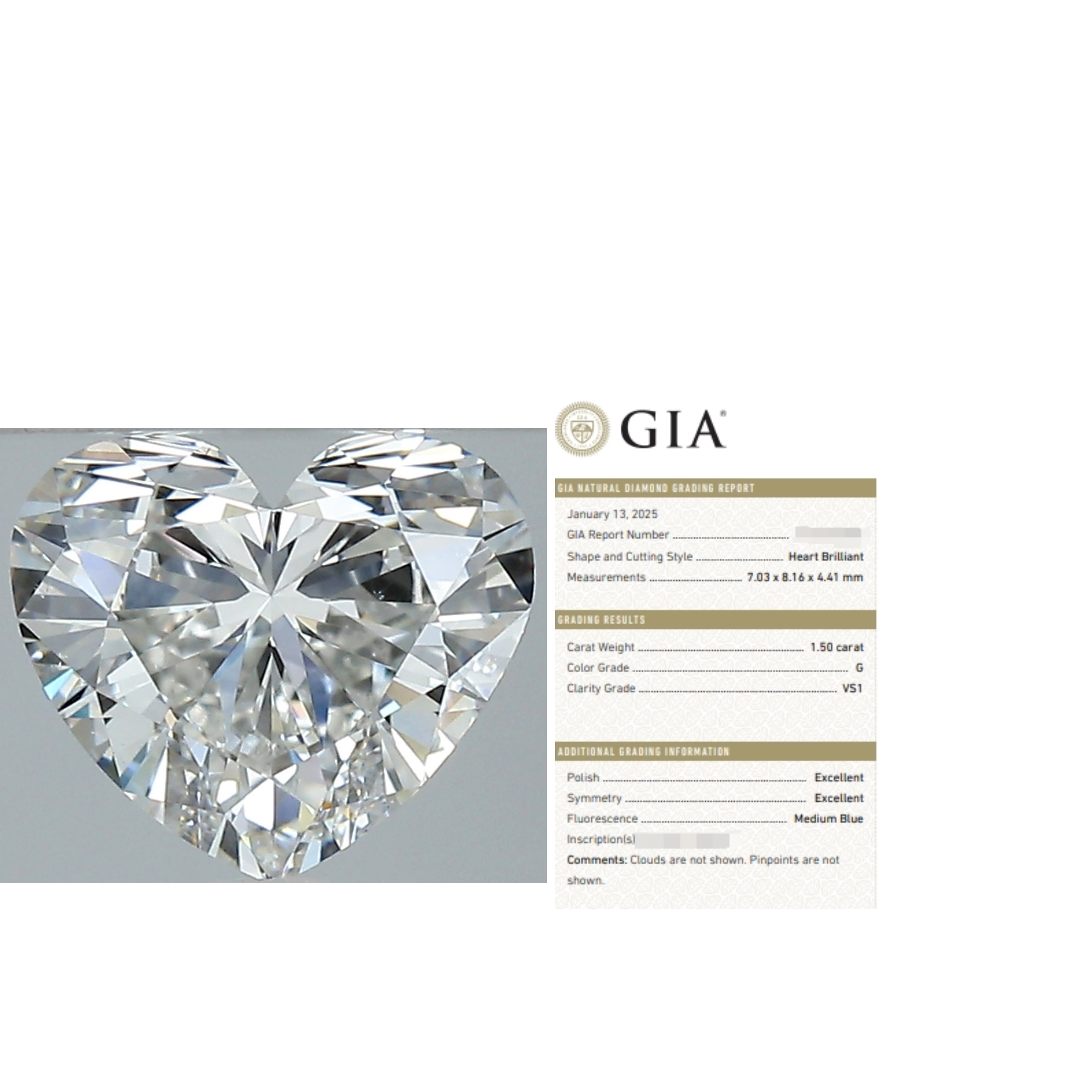 先恩尼 1.5ct G VS1 GIA爱心非IGI人工实验室培育 天然钻石裸钻