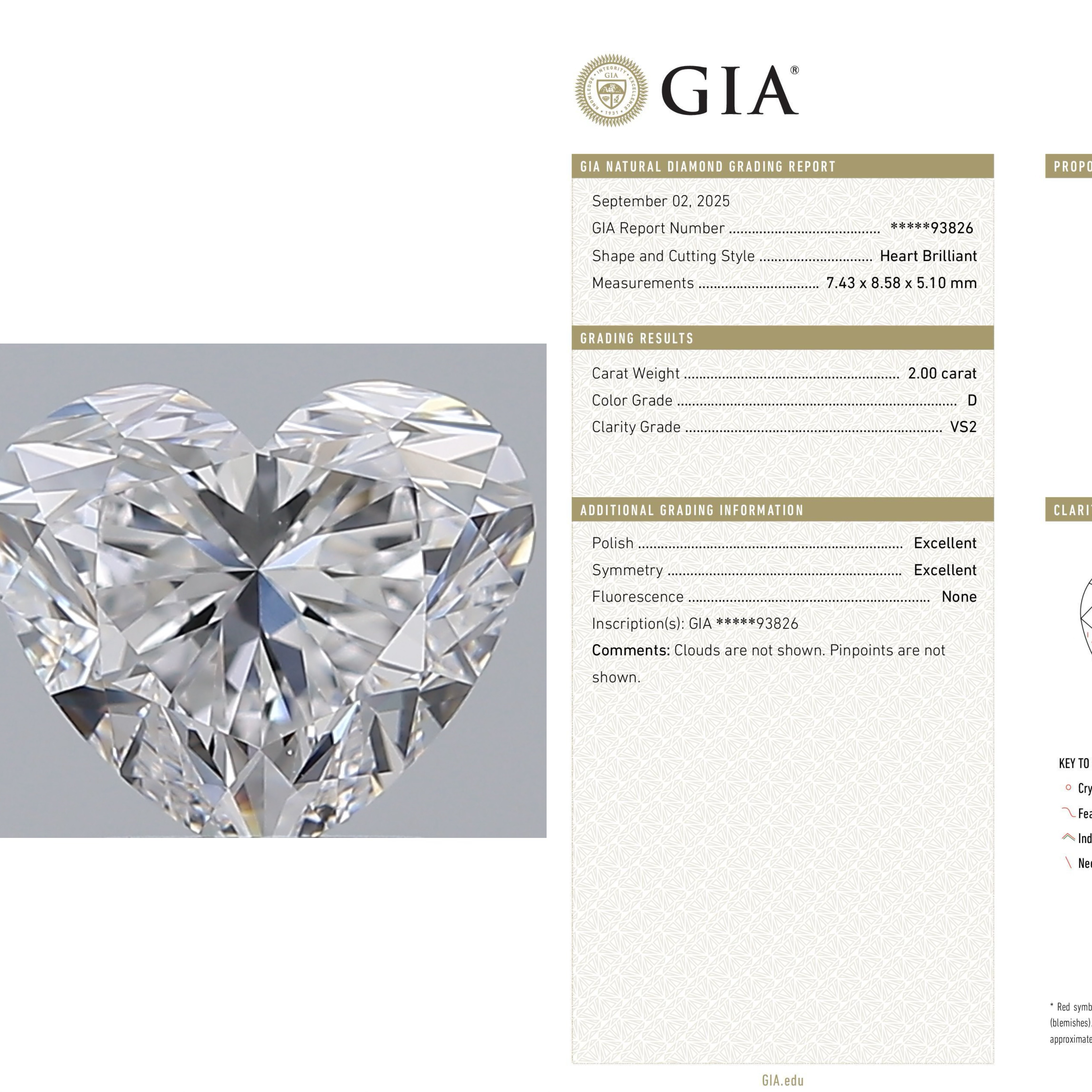 2 D VS2爱心 GIA 天然钻 非IGI培育 人工钻