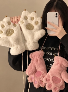 冬季保暖御寒可爱毛绒手套