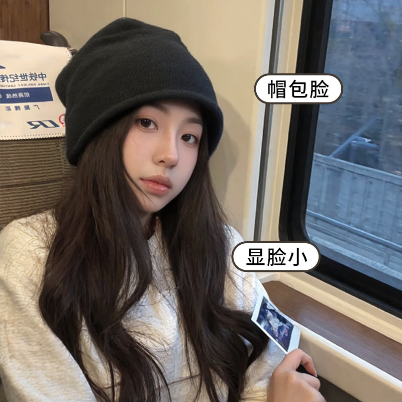 秋冬季显脸小堆堆帽女大头围冷帽