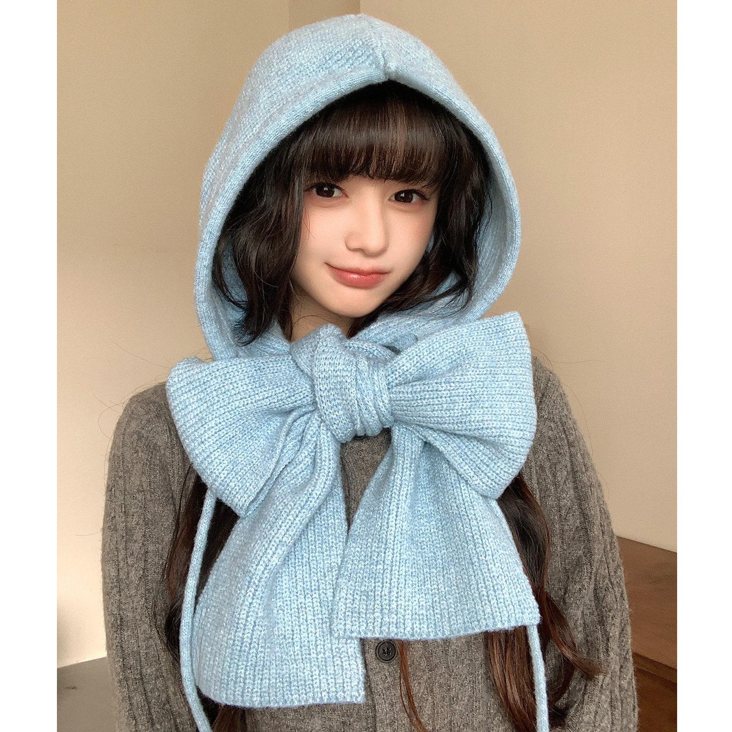 帽子围巾一体保暖针织帽冬季韩系帽子加厚护耳巴拉克拉法帽毛线帽