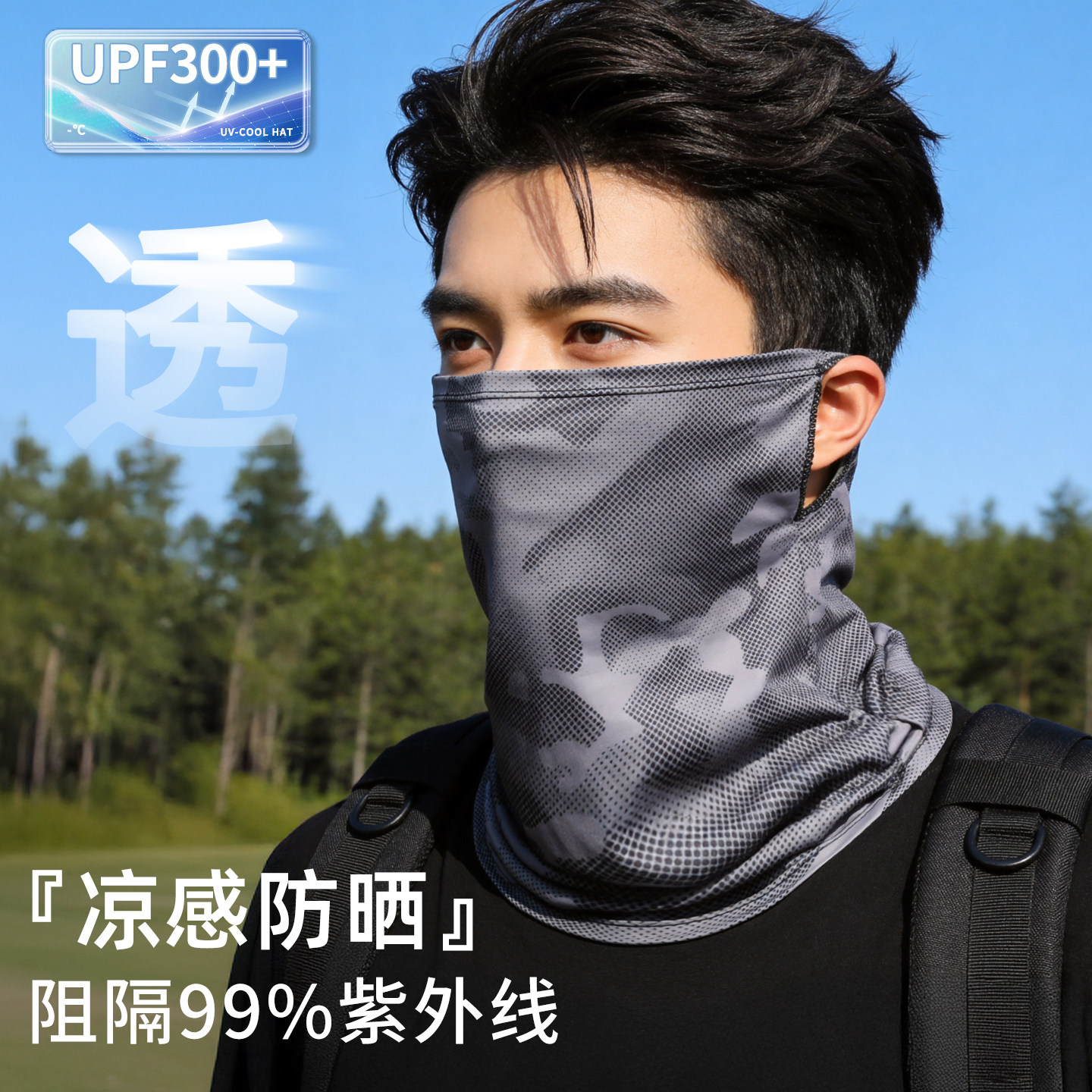迷彩防晒面罩男士冰丝夏季宽松遮阳户外骑行登山钓鱼口罩防紫外线