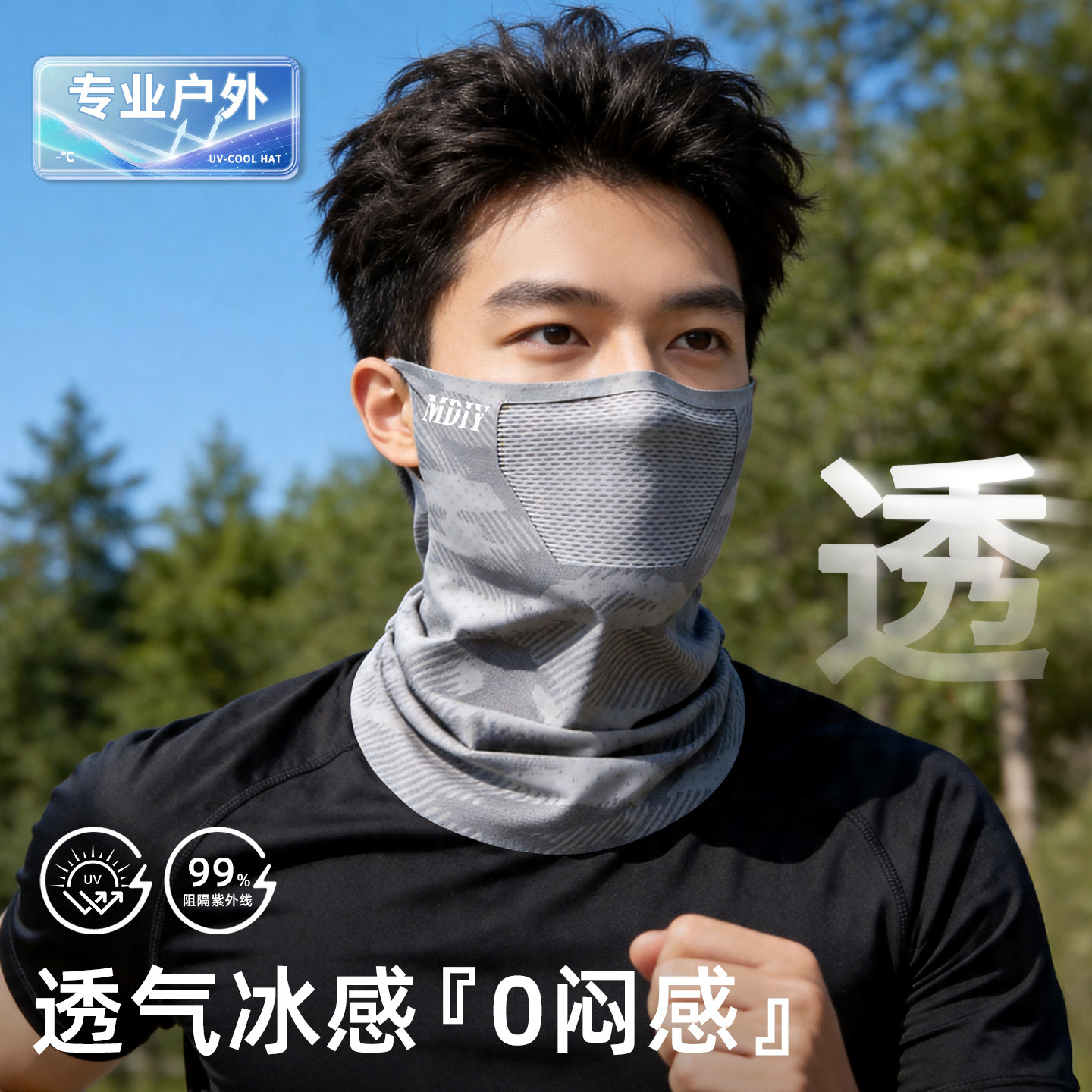 男士户外迷彩冰丝防晒面罩护颈图片