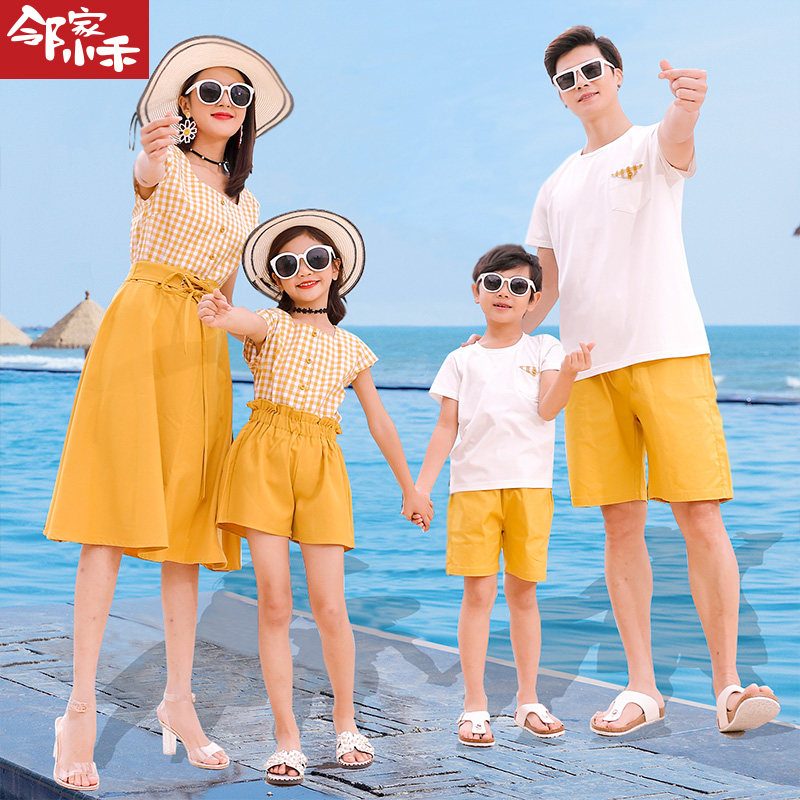 亲子装夏装一家三口四口沙滩海边度假装2023款洋气炸街母子母女装