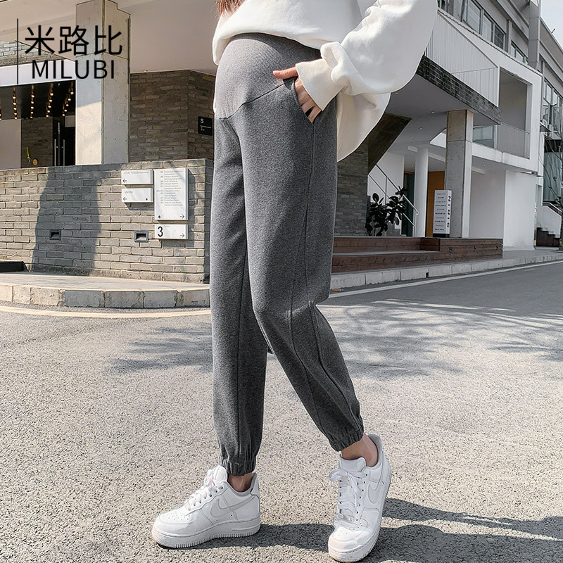 孕妇装孕妇运动裤女2021秋季新款时尚宝妈外穿减龄气质运动孕妇裤