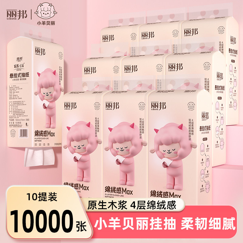 丽邦悬挂式抽纸1000张大包纸巾