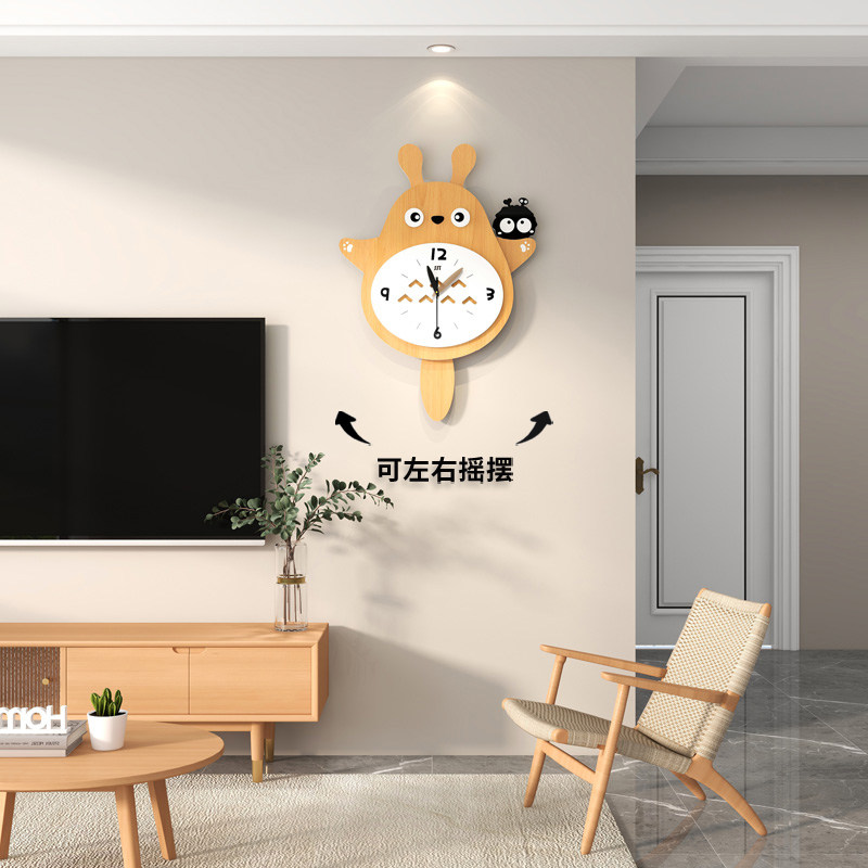 久久达龙猫免打孔客厅挂钟新款
