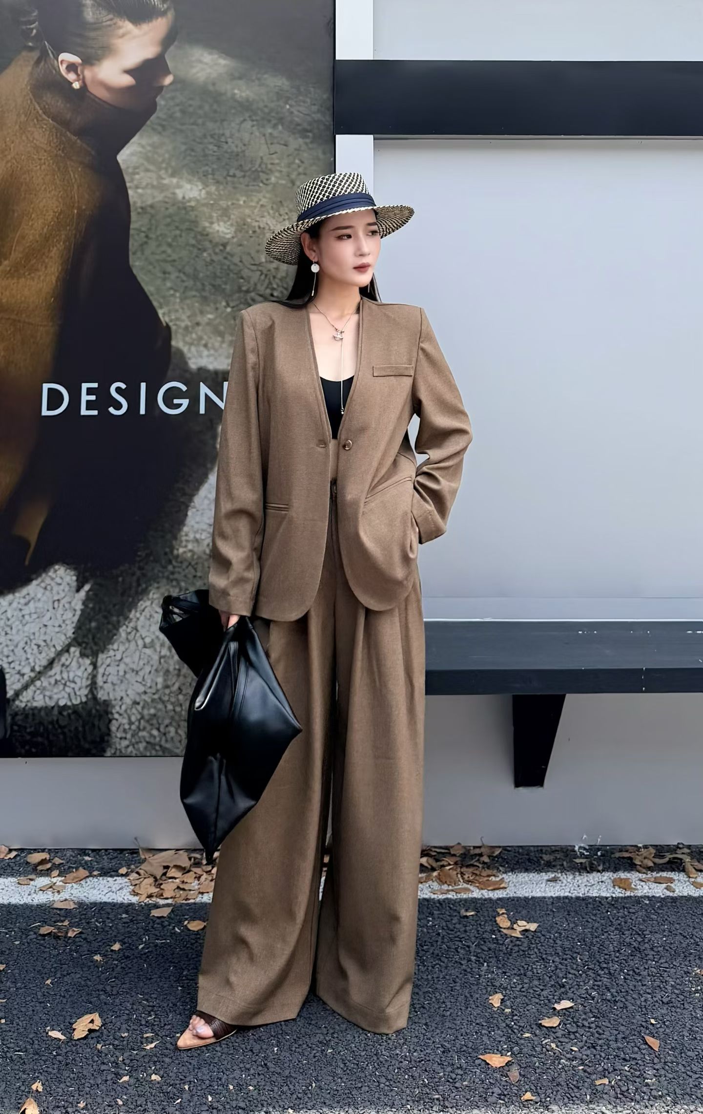 2026极简风高级感V领西装外套女秋新款气质通勤西服西裤套装6812