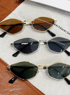 欧美风多边形墨镜女老钱风金属小框防紫外线太阳眼镜男潮时髦街拍
