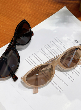 奶茶色偏光猫眼近视TR90太阳眼镜