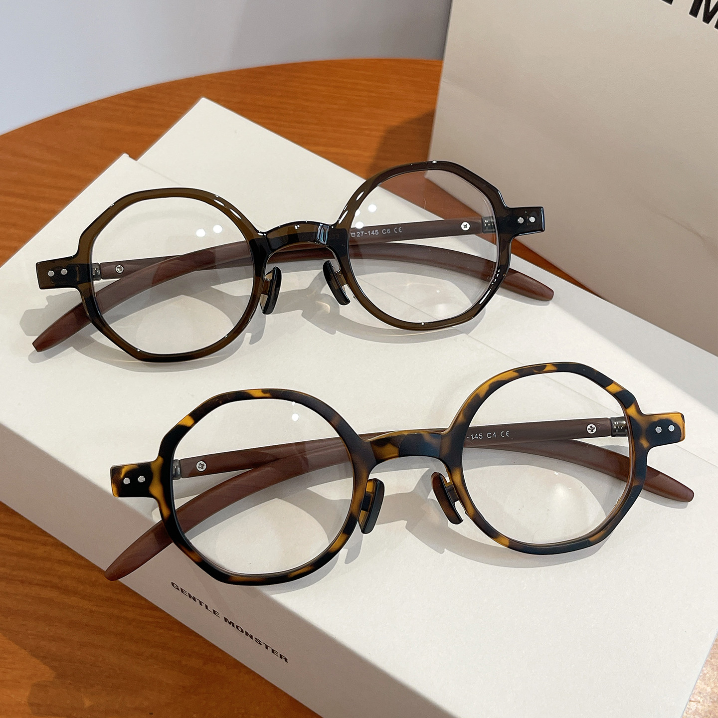 TR90圆框复古民国眼镜框男圆脸女超轻防蓝光斯文仿木纹镜腿配近视