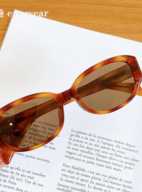 时髦ins棕咖色猫眼玳瑁墨镜女高清尼龙镜片防紫外线偏光太阳镜女