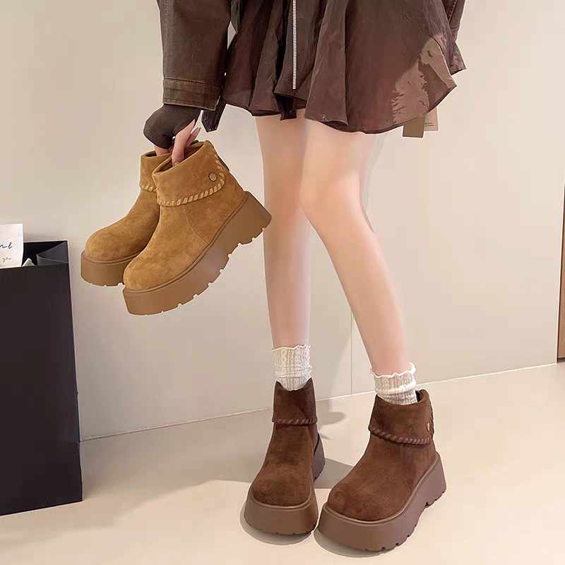 【林小雅专享】LL8205秋季新款真皮厚底时尚百搭开领低邦勃肯鞋