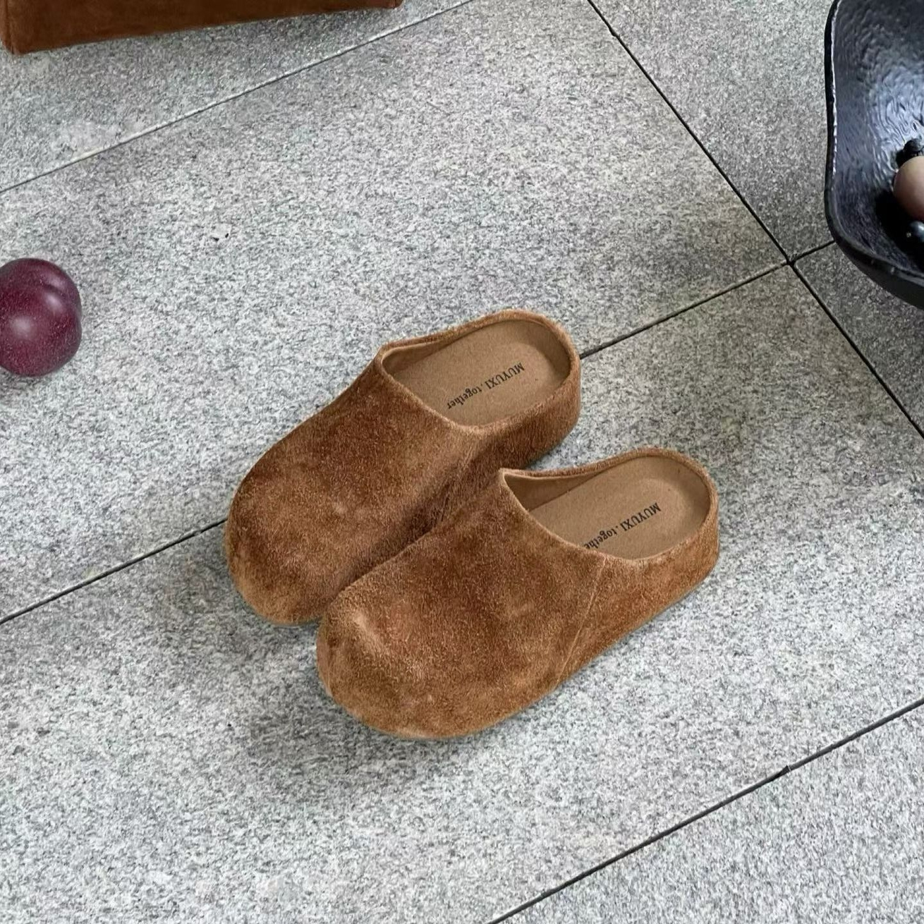 【林小雅专享】AAL8909-3高定内增高韩版包头勃肯拖鞋