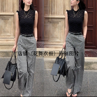 套装 时尚 女高级感气质显瘦短袖 上衣 两件套潮 2025夏季 阔腿裤 新款