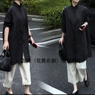休闲风衣外套女2026春季新款宽松显瘦中长款黑色时尚套装文艺范潮