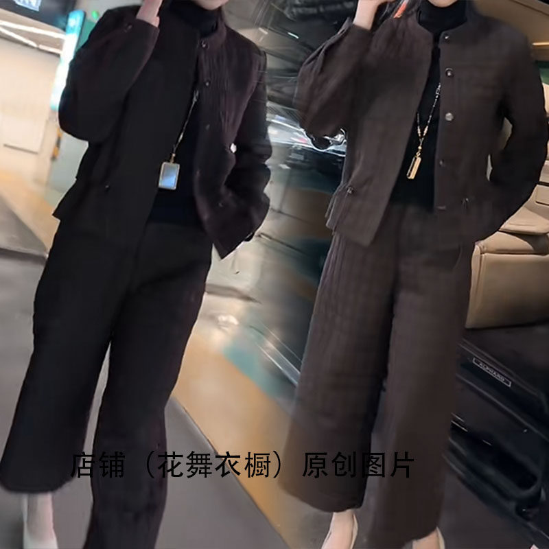 格纹西装套装女秋冬复古洋气减龄两件套外套长裤时尚设计感个性潮