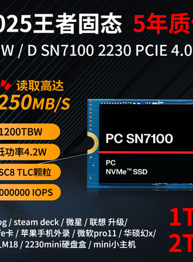 WD/西部数据 SSD SN7100 2230固态硬盘2T相机Z9CFE微星掌机 pro11