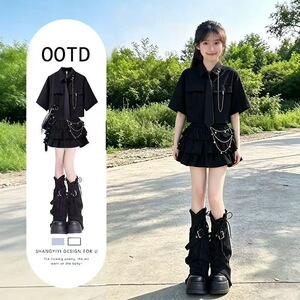 女童夏季短裙套装新款洋气甜酷