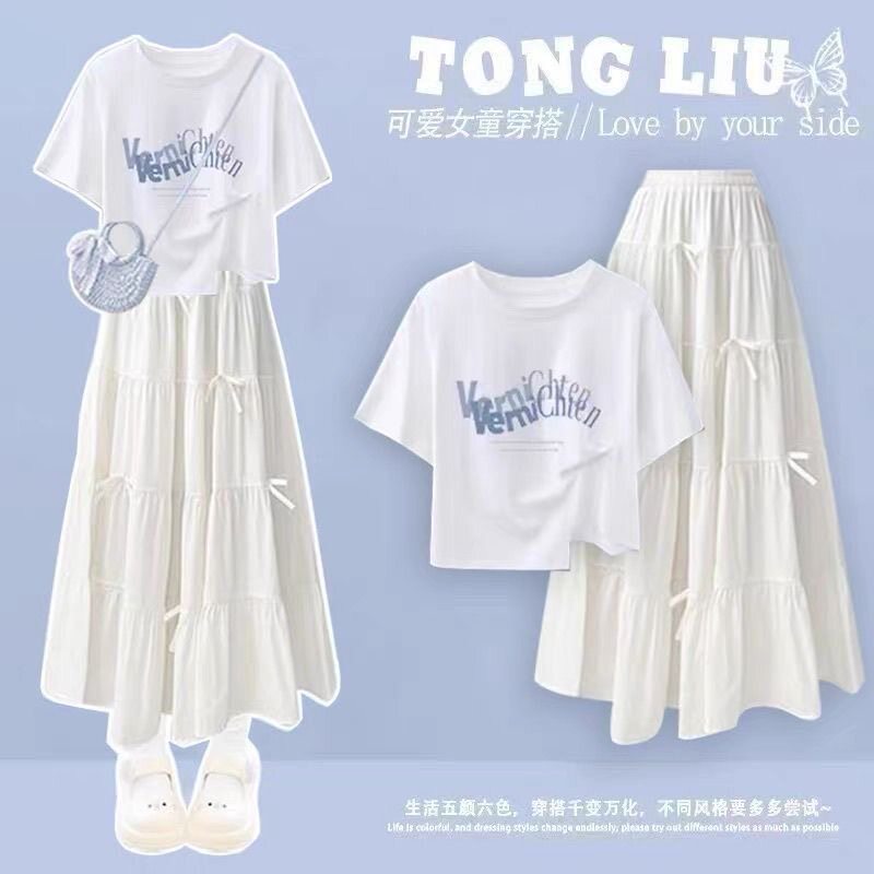 女童半身裙套装夏季新款韩系短袖