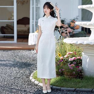 温柔风清新甜美旗袍改良旗 曼玉时尚 提花少女春季 新款 亮丝小珍珠