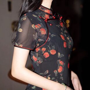 黑色2025款 韵格复古风年绝美高端气质旗袍年轻新款 改良连衣裙高级
