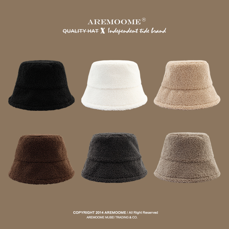 羊羔毛渔夫帽百搭ins显脸小帽子