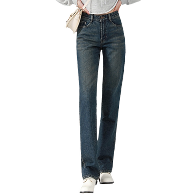 欧美风宽松无弹加长版窄版阔腿裤