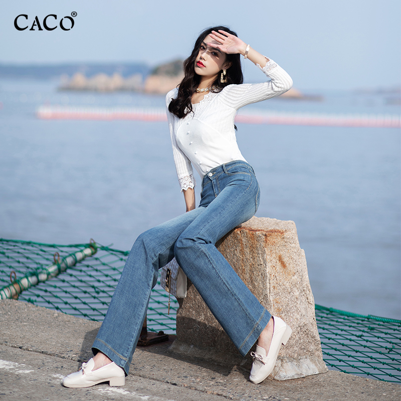 韩版显瘦提臀牛仔裤中腰