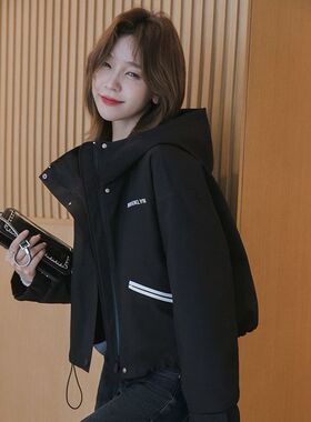 长袖连帽短外套宽松休闲减龄春秋小个子外搭上衣夹克防水冲锋衣女