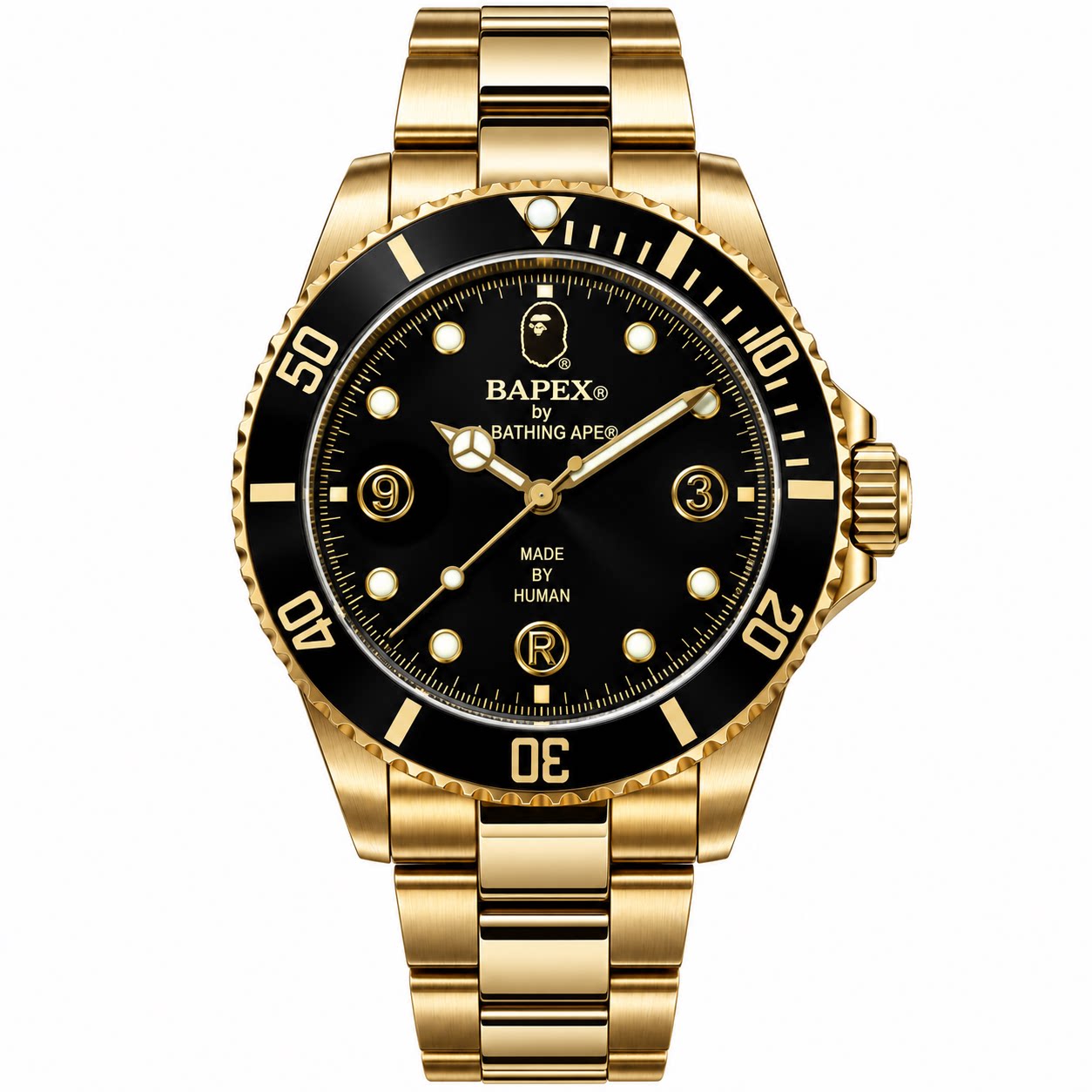 BAPEX TYPE1黑金水鬼猿力仕机械手表防水精钢腕表潮牌运动奢百搭