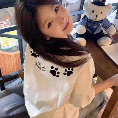 正肩设计感小众美式宽松半袖上衣