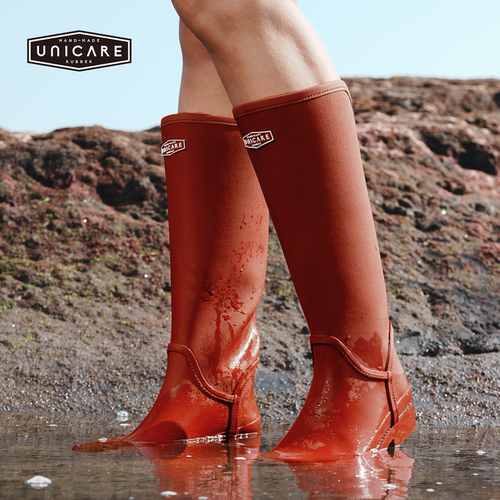 UNICARE雨靴女时尚款外穿 高筒防水防滑雨鞋 户外长筒涉水鞋2026