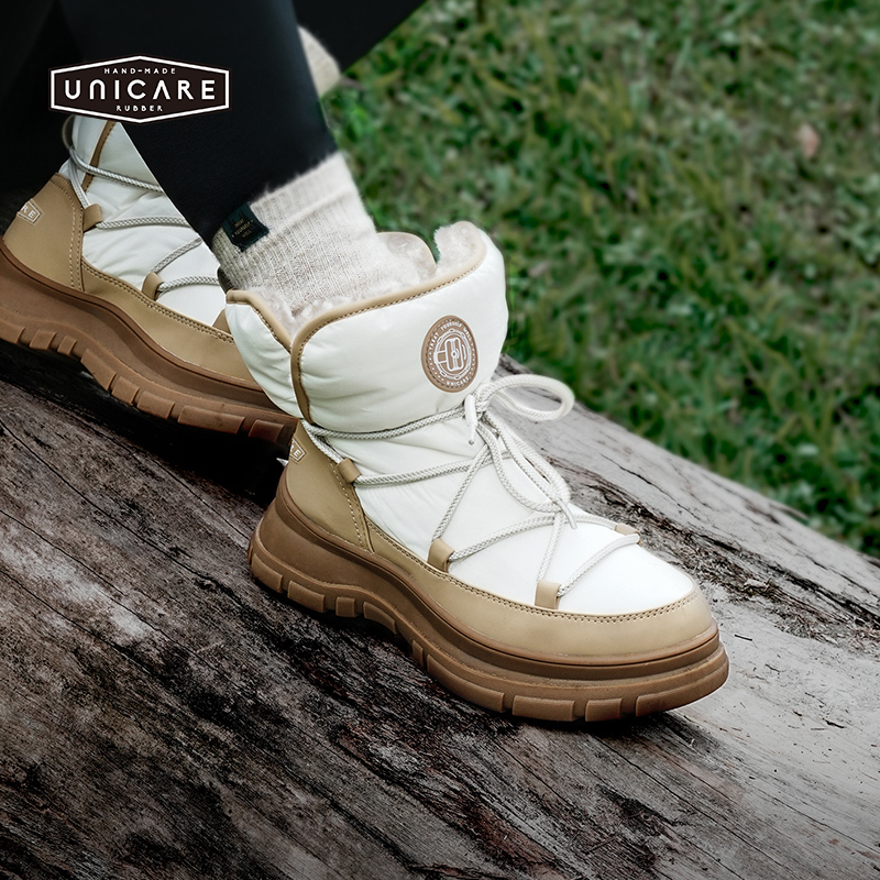 UNICARE厚底雪地靴女 冬季保暖棉鞋 舒适防滑轻盈 户外休闲鞋2025