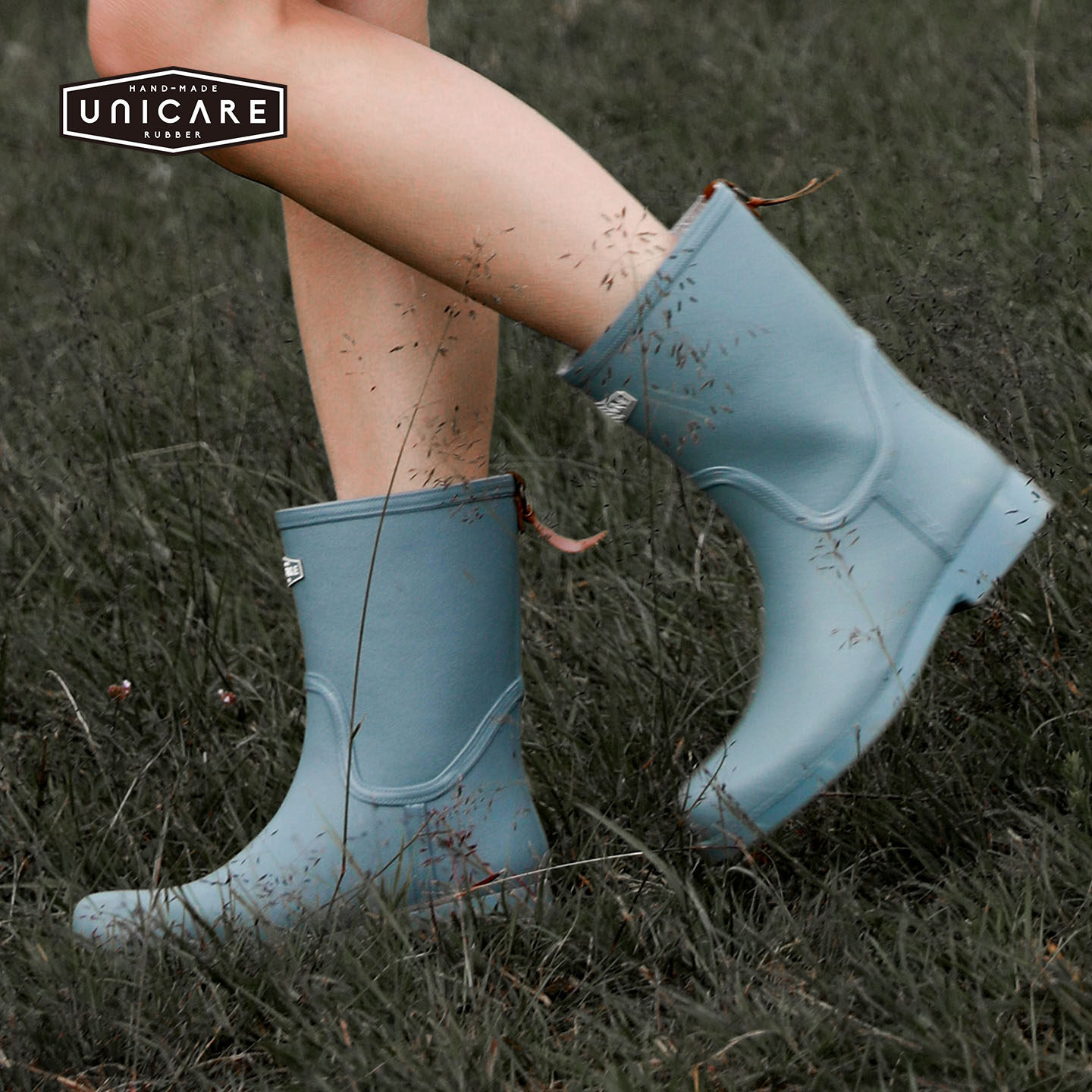 UNICARE雨鞋女时尚款外穿 欧美中筒雨靴防水防滑胶鞋 户外涉水鞋